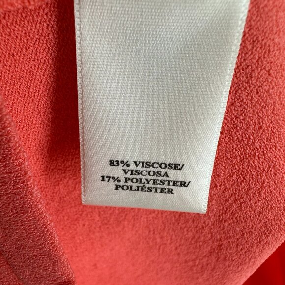 Ann Taylor Knit Top ST Double V Neck Back 3/4 Sleeves Lightweight Coral Work NWT - Picture 8 of 8